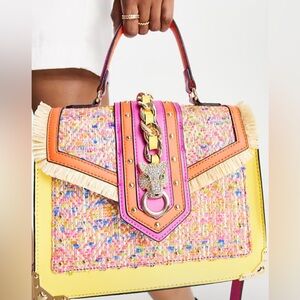 Aldo Tropical Satchel/Crossbody Bag - Pink & Yellow